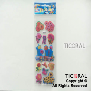 STICKER FLORES RELIEVE AFELPADO (25X9CM) HS5655-1 x 12